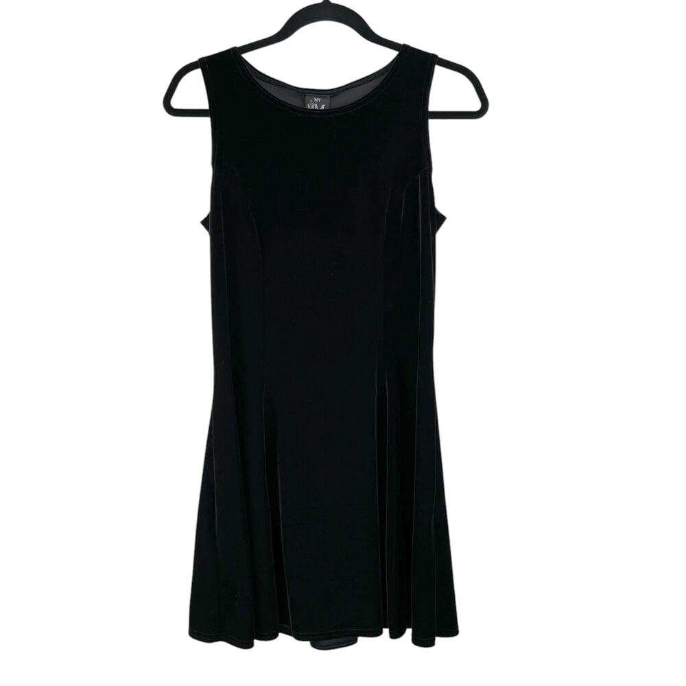 Vintage 90s My Michelle Black Velvet Tie Back Whimsigoth Sleeveless Mini Dress L